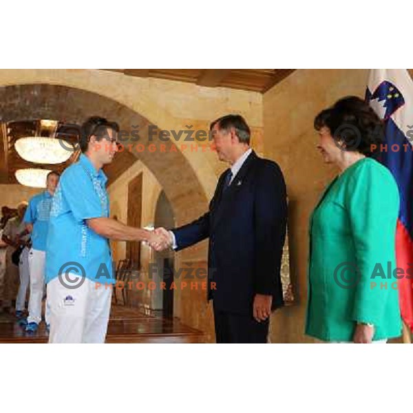 Dr. Danilo Turk, president of Slovenia meets memebers of Slovenia Olympic team from London 2012 Olympic games at Brdi pro Kranju on August 14, 2012 