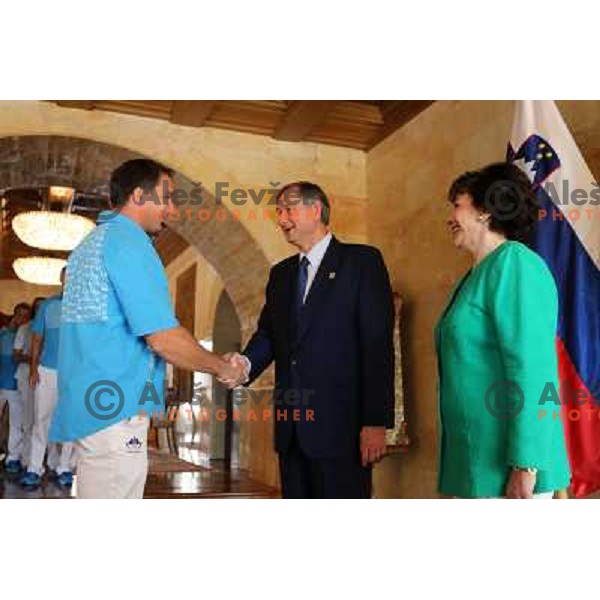 Dr. Danilo Turk, president of Slovenia meets memebers of Slovenia Olympic team from London 2012 Olympic games at Brdi pro Kranju on August 14, 2012 