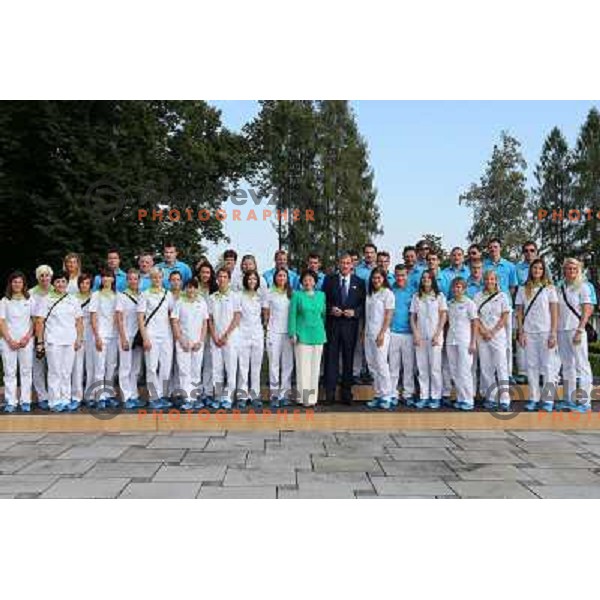 Dr. Danilo Turk, president of Slovenia meets memebers of Slovenia Olympic team from London 2012 Olympic games at Brdi pro Kranju on August 14, 2012 