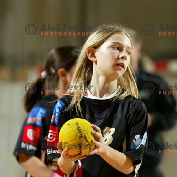 Krim Mercator junior during half-time of women\'s EHF Championsleague game Krim Mercator-Dynamo Volgograd in Ljubljana, Slovenia. Krim Mercator won 41-34. Photo by Ales Fevzer