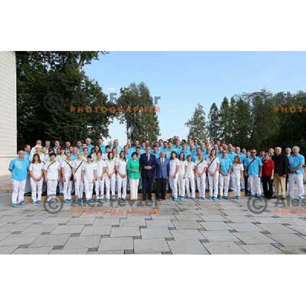 Dr. Danilo Turk, president of Slovenia meets memebers of Slovenia Olympic team from London 2012 Olympic games at Brdi pro Kranju on August 14, 2012 