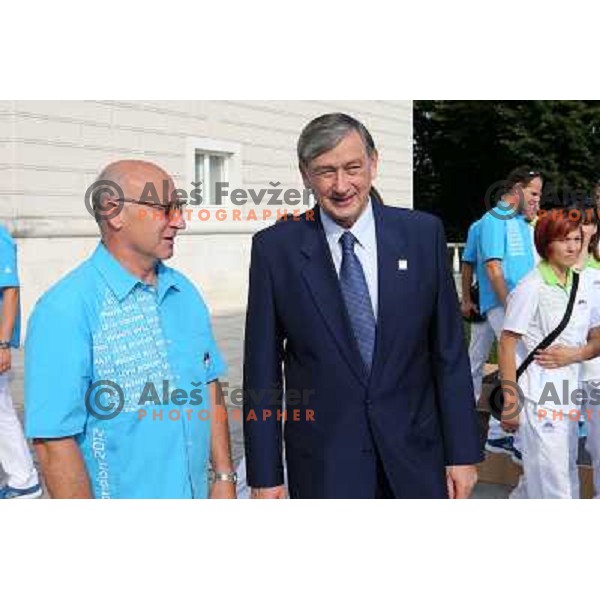 Dr. Danilo Turk, president of Slovenia meets memebers of Slovenia Olympic team from London 2012 Olympic games at Brdi pro Kranju on August 14, 2012 