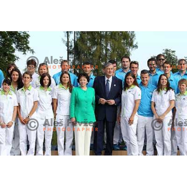 Dr. Danilo Turk, president of Slovenia meets memebers of Slovenia Olympic team from London 2012 Olympic games at Brdi pro Kranju on August 14, 2012 