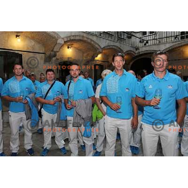 Primoz Kozmus, Iztok Cop, Luka Spik at Reception for Slovenia Olympic team from London 2012 Olympic games held by Mayor of Ljubljana at Town Hall, Ljubljana on August 14, 2012 