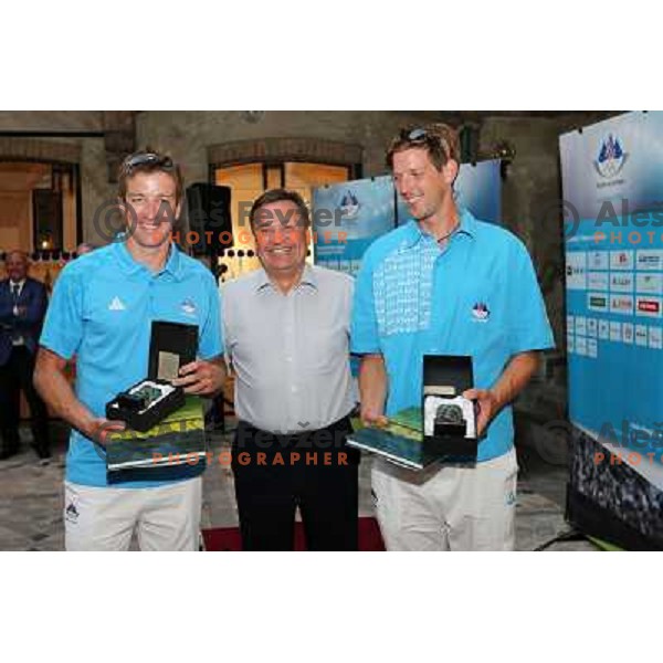 Iztok Cop, Zoran Jankovic, Luka Spik at Reception for Slovenia Olympic team from London 2012 Olympic games held by Mayor of Ljubljana at Town Hall, Ljubljana on August 14, 2012 