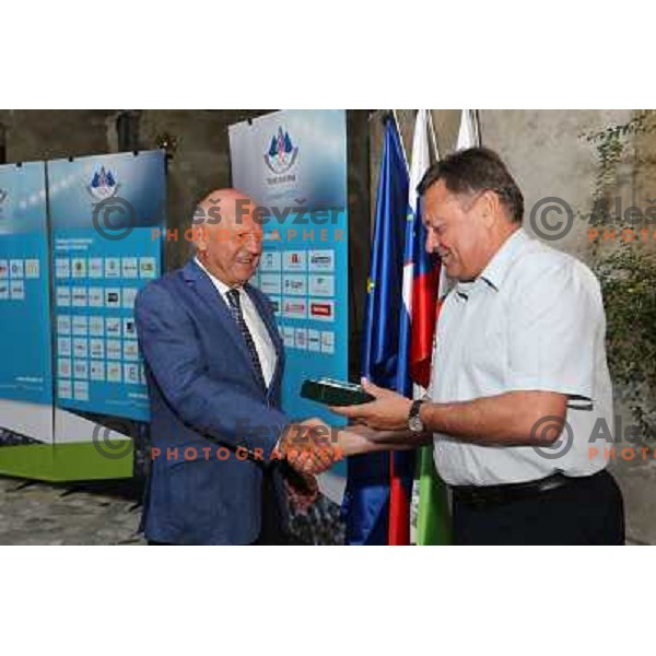 Janez Kocijancic and Zoran Jankovic at Reception for Slovenia Olympic team from London 2012 Olympic games held by Mayor of Ljubljana at Town Hall, Ljubljana on August 14, 2012 