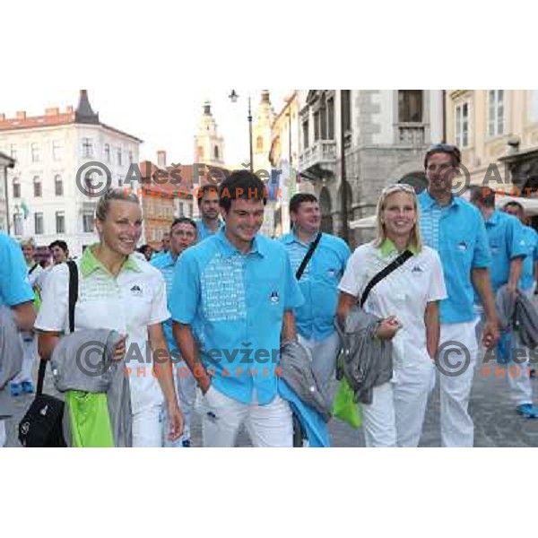 Reception for Slovenia Olympic team from London 2012 Olympic games at Congress Square in Ljubljana on August 14, 2012 