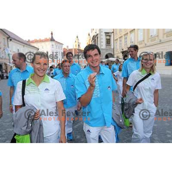 Reception for Slovenia Olympic team from London 2012 Olympic games at Congress Square in Ljubljana on August 14, 2012 