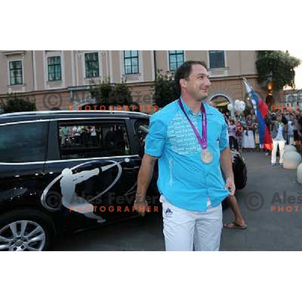 Primoz Kozmus during Reception for Slovenia Olympic team from London 2012 Olympic games at Congress Square in Ljubljana on August 14, 2012 