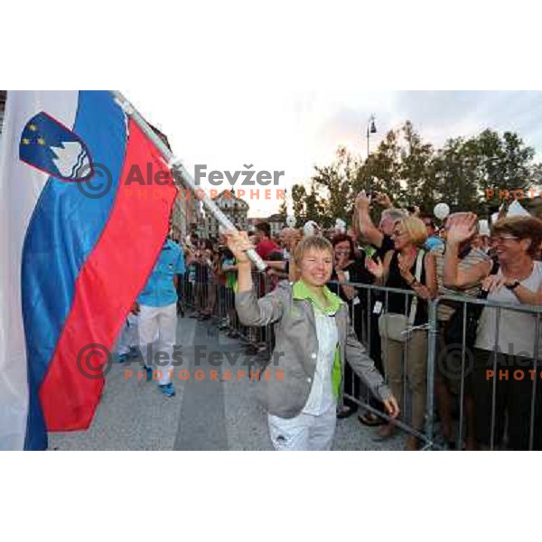 Tanja Zakelj during Reception for Slovenia Olympic team from London 2012 Olympic games at Congress Square in Ljubljana on August 14, 2012 