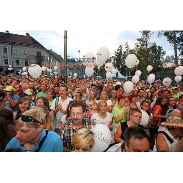 Reception for Slovenia Olympic team from London 2012 Olympic games at Congress Square in Ljubljana on August 14, 2012 