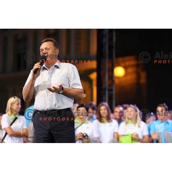 Reception for Slovenia Olympic team from London 2012 Olympic games at Congress Square in Ljubljana on August 14, 2012 