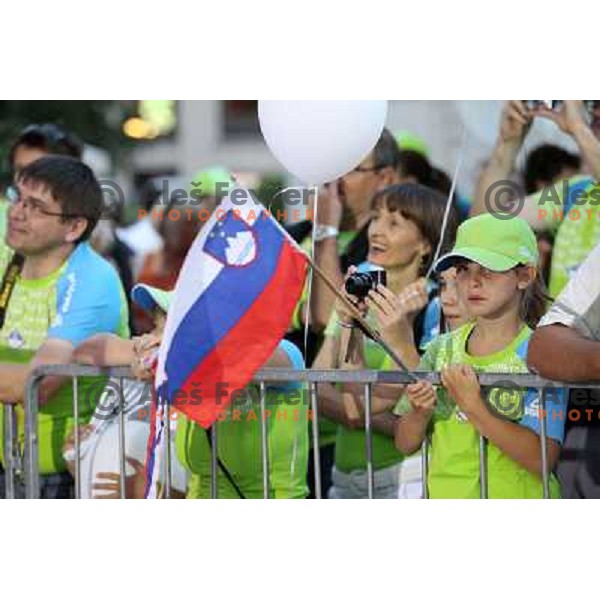 Reception for Slovenia Olympic team from London 2012 Olympic games at Congress Square in Ljubljana on August 14, 2012 