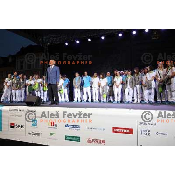 Reception for Slovenia Olympic team from London 2012 Olympic games at Congress Square in Ljubljana on August 14, 2012 