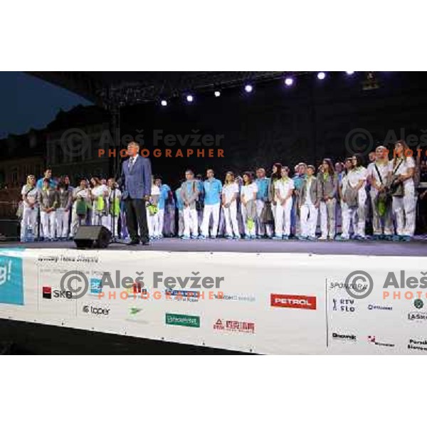 Reception for Slovenia Olympic team from London 2012 Olympic games at Congress Square in Ljubljana on August 14, 2012 