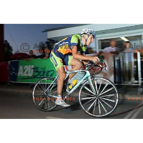 Vladimir Kerkez of Sava Kranj in action during men\'s Elite race at Medvode Criterium on August 28, 2012 