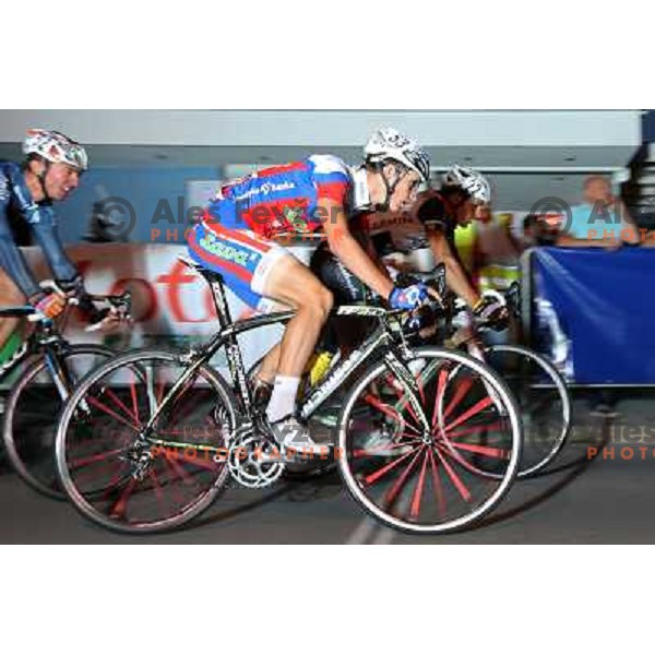 Gasper Katrasnik of Sava Kranj in action during men\'s Elite race at Medvode Criterium on August 28, 2012 