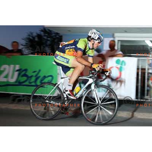 Mark Dzamastagic of Sava Kranj in action during men\'s Elite race at Medvode Criterium on August 28, 2012 