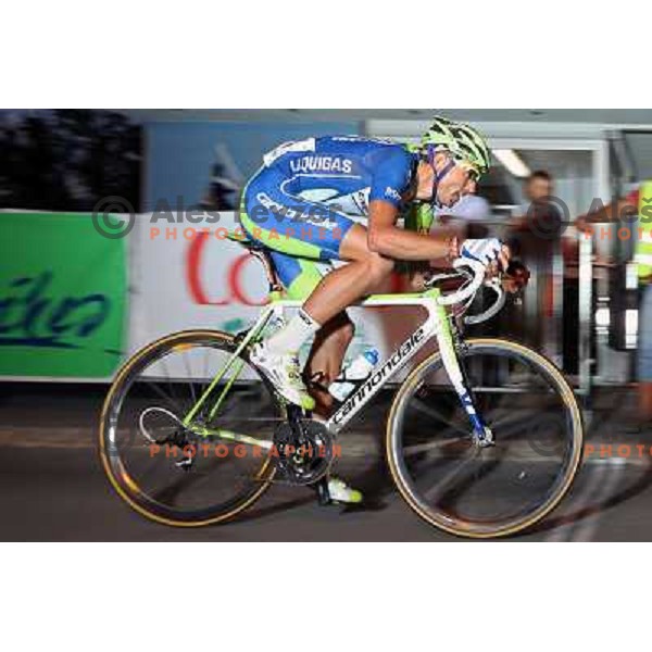 Kristijan Koren of Liquigas in action during men\'s Elite race at Medvode Criterium on August 28, 2012. He won 24 km long criterium on points. 