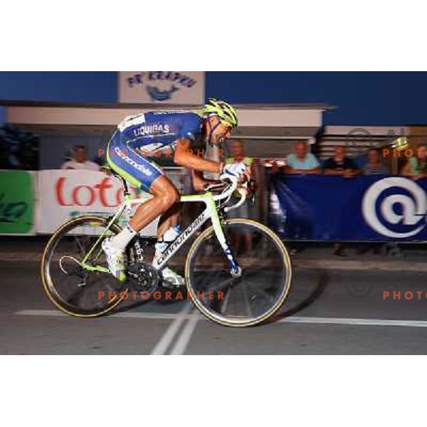 Kristijan Koren of Liquigas in action during men\'s Elite race at Medvode Criterium on August 28, 2012. He won 24 km long criterium on points. 