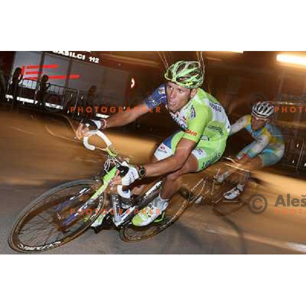 Kristijan Koren of Liquigas in action during men\'s Elite race at Medvode Criterium on August 28, 2012. He won 24 km long criterium on points. 