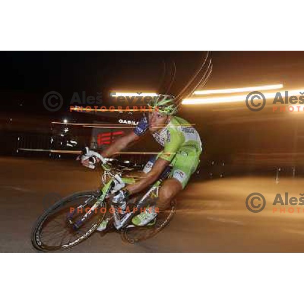 Kristijan Koren of Liquigas in action during men\'s Elite race at Medvode Criterium on August 28, 2012. He won 24 km long criterium on points. 