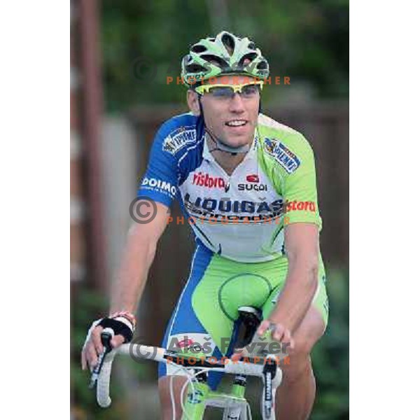 Kristijan Koren of Liquigas in action during men\'s Elite race at Medvode Criterium on August 28, 2012. He won 24 km long criterium on points. 
