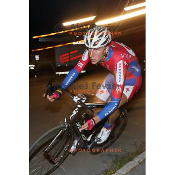 David Per of Adria Mobil in action during men\'s Elite race at Medvode Criterium on August 28, 2012 