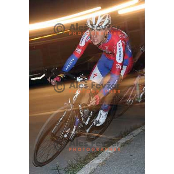 David Per of Adria Mobil in action during men\'s Elite race at Medvode Criterium on August 28, 2012 