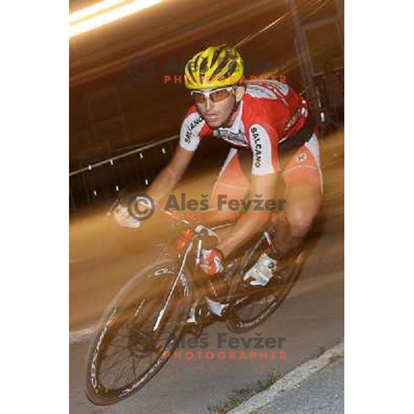 Andi Bajc of Salacano in action during men\'s Elite race at Medvode Criterium on August 28, 2012. 