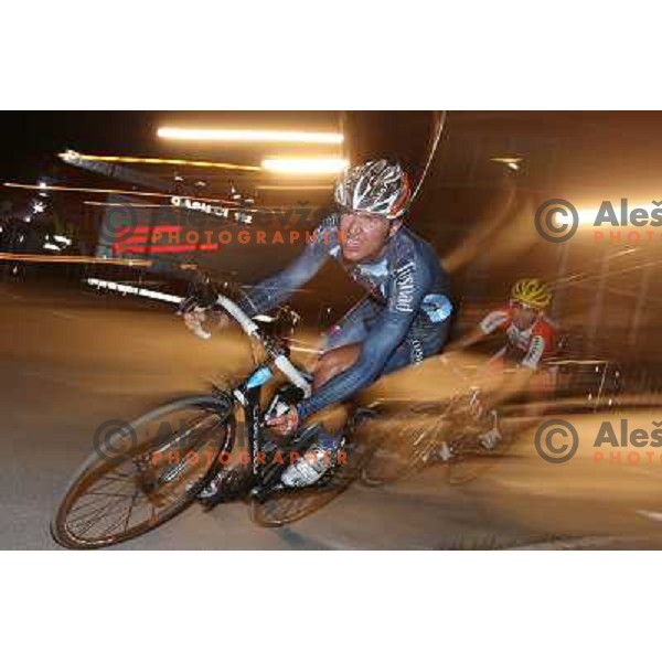 Matija Kvasina of Cycling team Tusnad in action during men\'s Elite race at Medvode Criterium on August 28, 2012. 