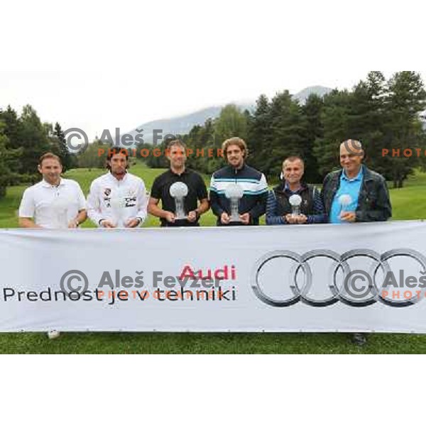 Aljosa Berc and Anze Kopitar of Slovenia, LA Kings- NHL ice-hockey star during Audi Quattro golf tournament on King\'s golf course at Bled, Slovenia on September 1, 2012. 