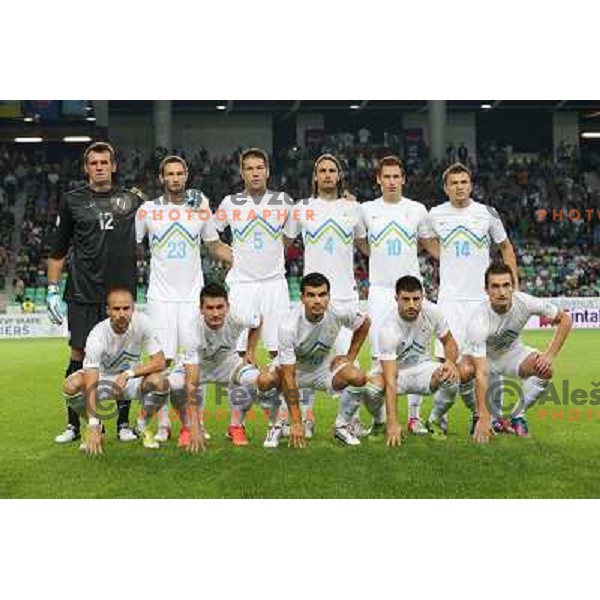 Team of Slovenia before football match Slovenia-Switzerland for FIFA 2014 World Cup Brasil Qualifiers, played in Arena Stozice, Ljubljana, Slovenia on September 7, 2012 