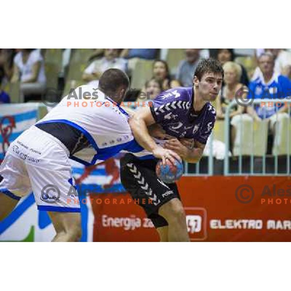 Nikola Spelic in action during EHF cup handball match played in Tabor hall, Maribor, 8.9.2012 