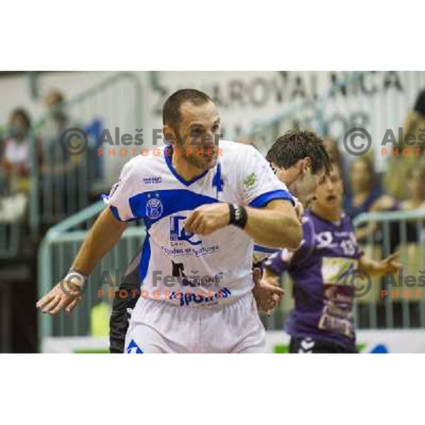 action during handball match between Maribor Branik and Dudelange in EHF cup, played in Tabor Hall, Maribor, Slovenia on September 8, 2012 