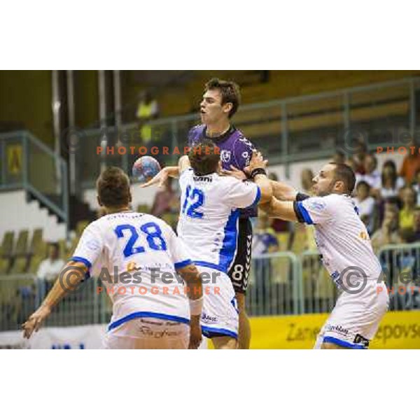 action during handball match between Maribor Branik and Dudelange in EHF cup, played in Tabor Hall, Maribor, Slovenia on September 8, 2012 