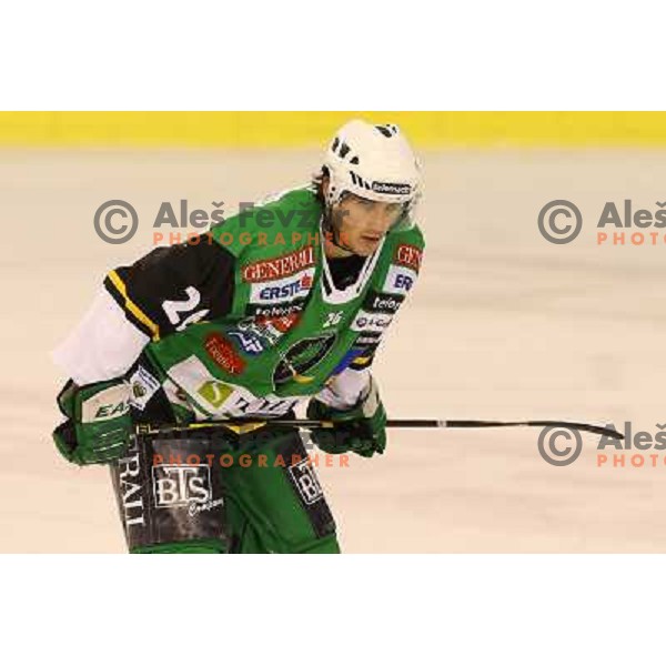 Jaka Ankerst of Telemach Olimpija in action during ice hockey match Telemach Olimpija Ljubljana- Orli Znojmo in round 4 of Ebel league 2012/13 played in Hala Tivoli, Ljubljana, Slovenia on September 16, 2012 