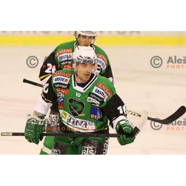 Brock McBride of Telemach Olimpija in action during ice hockey match Telemach Olimpija Ljubljana- Orli Znojmo in round 4 of Ebel league 2012/13 played in Hala Tivoli, Ljubljana, Slovenia on September 16, 2012 