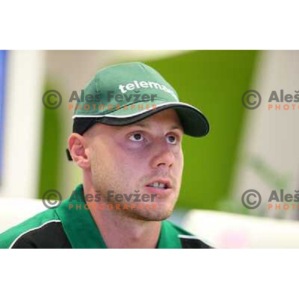Jan Mursak, Detroit Red Wings NHL ice-hockey player will play during lock-out in Ebel league for Telemach Olimpija Ljubljana.He met slovenian press in Ljubljana on September 25, 2012 