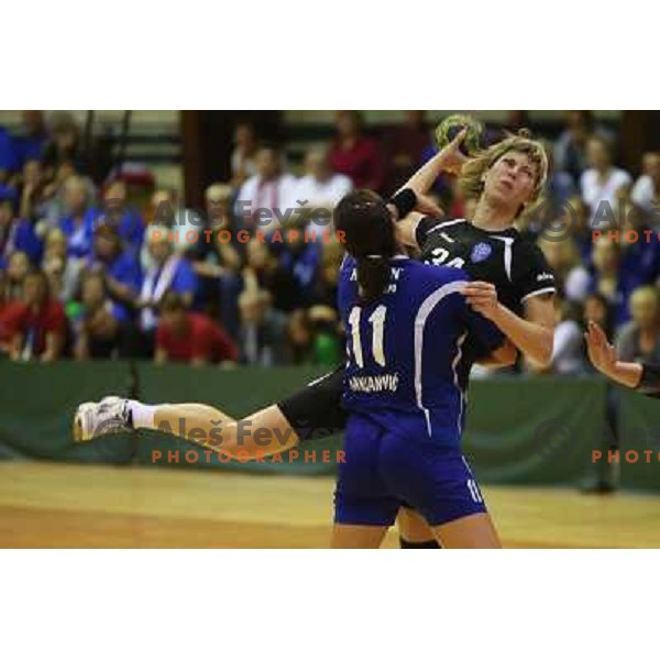 Maryna Vereliuk of RK Krim Mercator in action during handball game played in Galjevica Hall, Ljubljana, Slovenia, 29.9.2012 