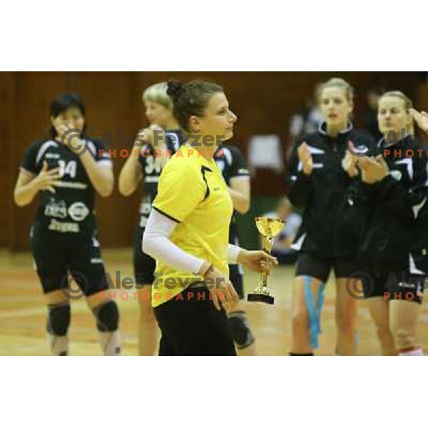 Jelena Grubisic of RK Krim Mercator in action during handball game played in Galjevica Hall, Ljubljana, Slovenia, 29.9.2012 
