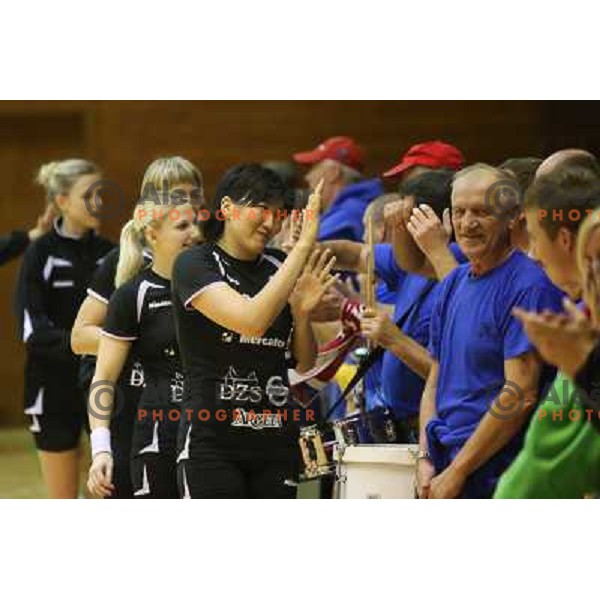 Liudmila Bodnieva of RK Krim Mercator in action during handball game played in Galjevica Hall, Ljubljana, Slovenia, 29.9.2012 