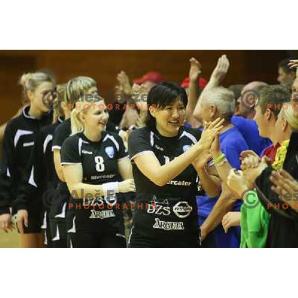 Liudmila Bodnieva of RK Krim Mercator in action during handball game played in Galjevica Hall, Ljubljana, Slovenia, 29.9.2012 