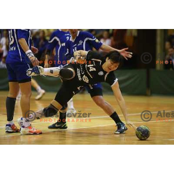 Liudmila Bodnieva of RK Krim Mercator in action during handball game played in Galjevica Hall, Ljubljana, Slovenia, 29.9.2012 