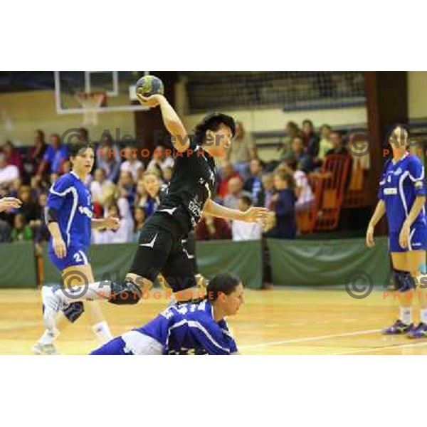Liudmila Bodnieva of RK Krim Mercator in action during handball game played in Galjevica Hall, Ljubljana, Slovenia, 29.9.2012 