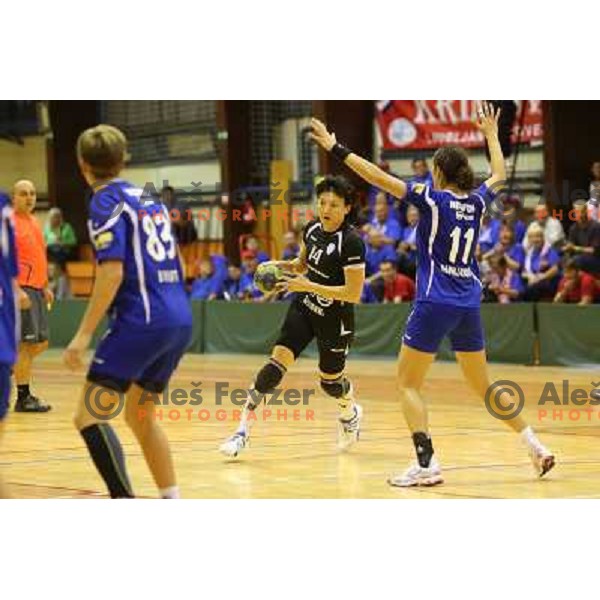 Liudmila Bodnieva of RK Krim Mercator in action during handball game played in Galjevica Hall, Ljubljana, Slovenia, 29.9.2012 