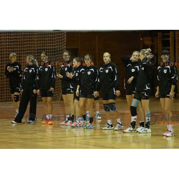 Players of RK Krim Mercator in action during handball game played in Galjevica Hall, Ljubljana, Slovenia, 29.9.2012 