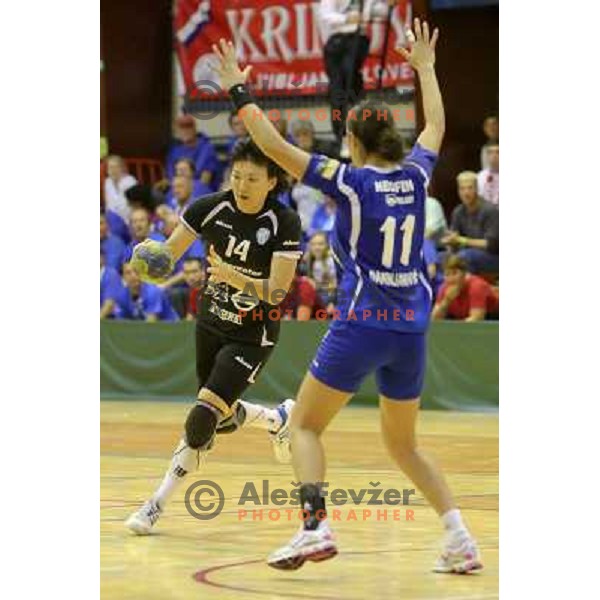 Liudmila Bodnieva of RK Krim Mercator in action during handball game played in Galjevica Hall, Ljubljana, Slovenia, 29.9.2012 