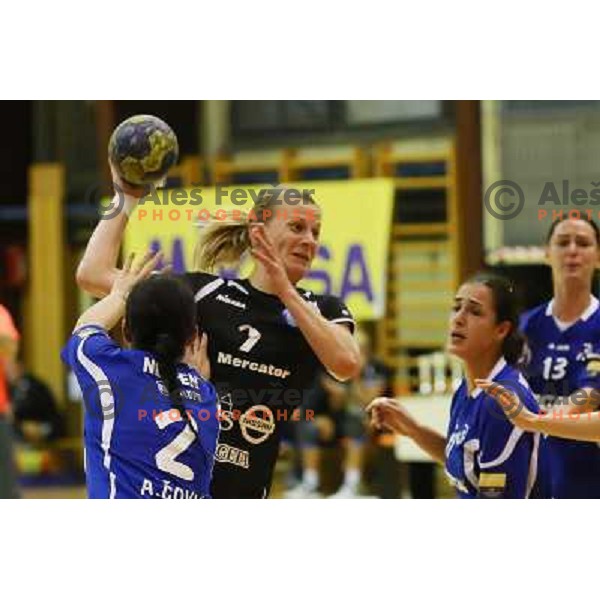 Barbara Lazovic of RK Krim Mercator in action during handball game played in Galjevica Hall, Ljubljana, Slovenia, 29.9.2012 