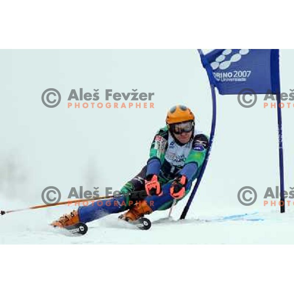  Miha Kuerner during Giant-Slalom race at 23rd Winter Universiade in Torino. Race was held at slope Jafferau near Bardonecchia.